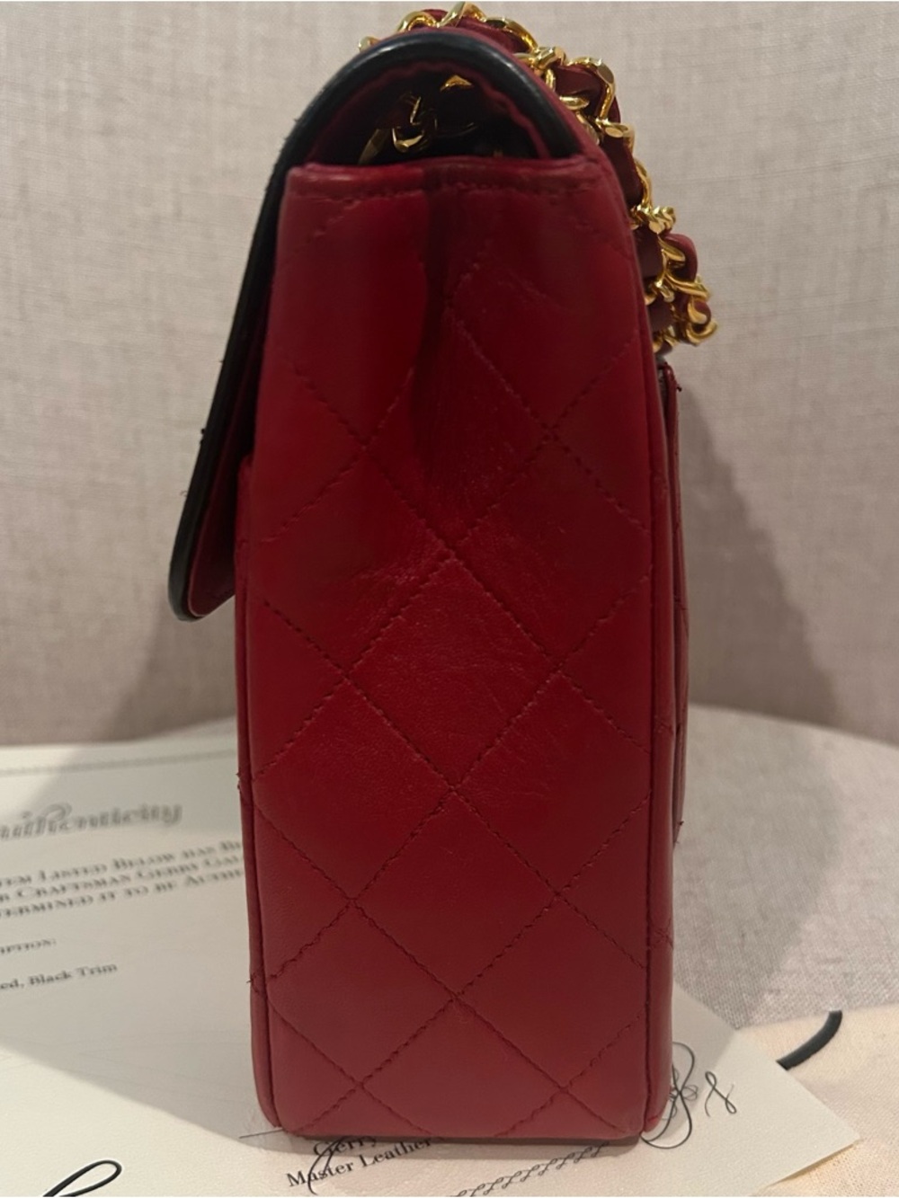 CHANEL Quilted Shoulder Flap Bag in Deep Red with Gold Hardware - Picture 3 of 16